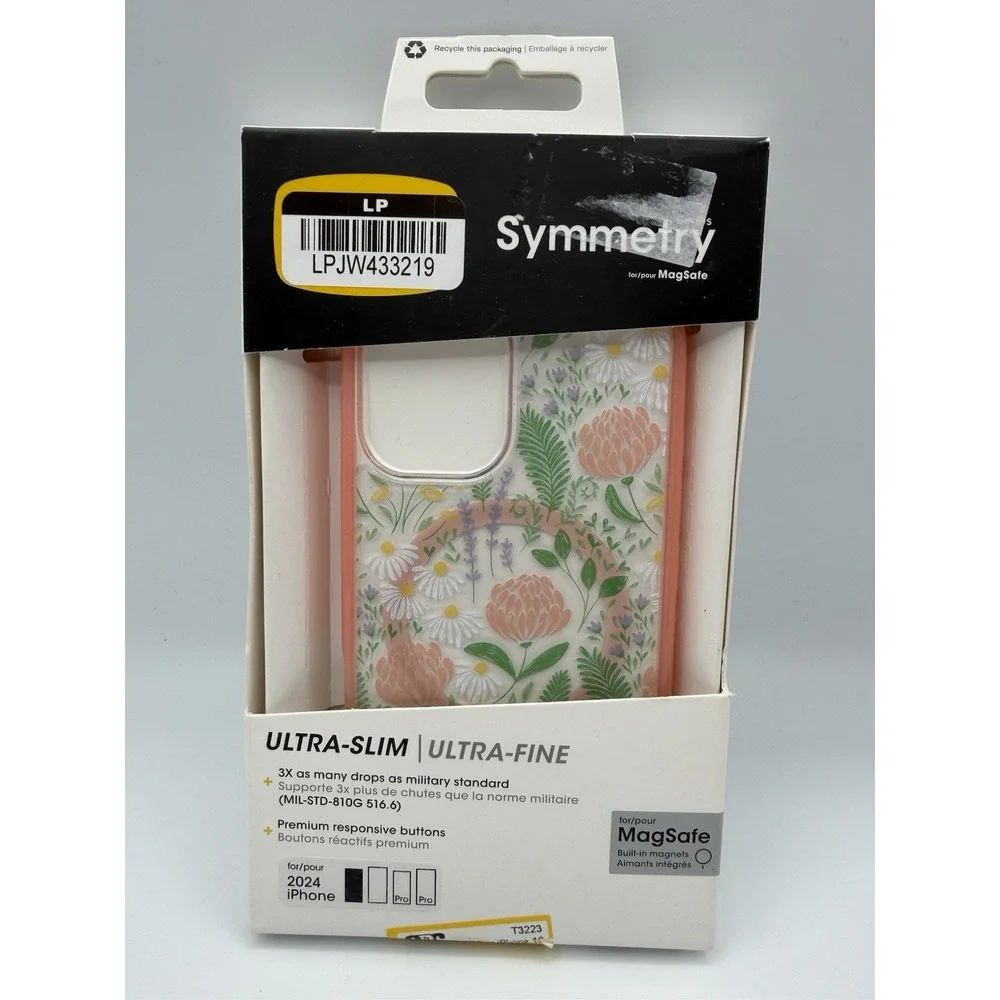 NEW OtterBox iPhone 16 Symmetry Series Case with MagSafe - Peachy Bloom